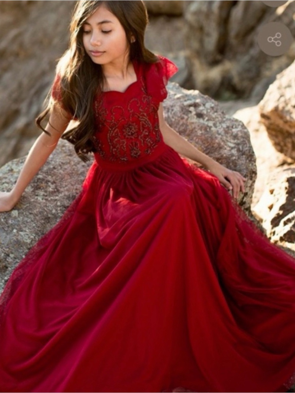 Joyfolie Mia Joy Arwen Beaded Maxi Dress in Crimson Red Gown Girls Size 7